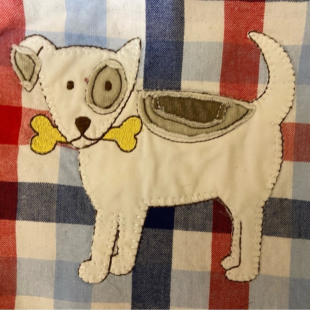 Plaid Baby Romper with Dog Design - Picture 2 of 4
